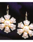 Crest 14k Gold, Diamond and Pearl Earrings