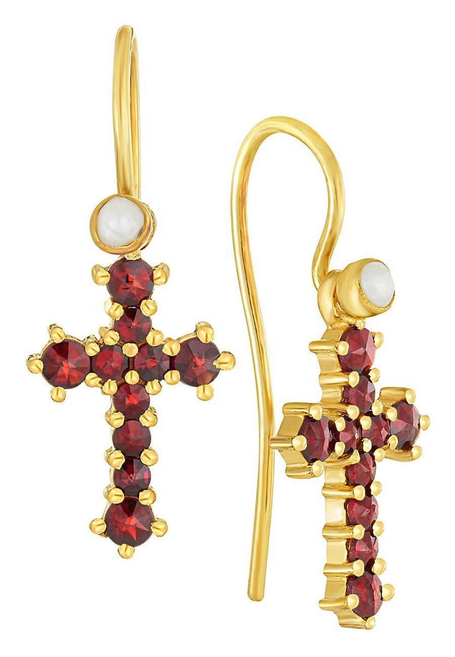 Czech Republic Garnet Cross Earrings Museum of Jewelry