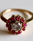 Daisy Buchanan 14k Gold, Champagne Diamond and Ruby Ring