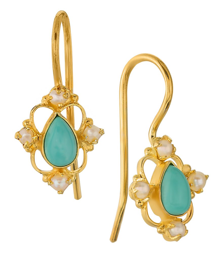 Daphne Dearheart Turquoise and Pearl Earrings
