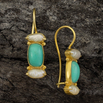 Dorset Turquoise and Pearl Earrings