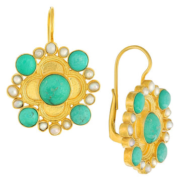 Duchess Of Alba Turquoise and Pearl Earrings