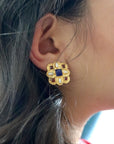 Duchess Of Burgundy Lapis, Pearl and Garnet Earrings
