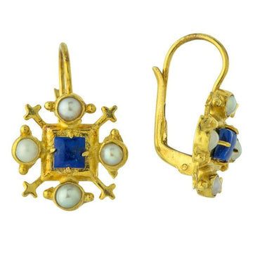 Duchess Of Gloucester Lapis and Pearl Earrings