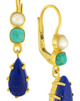 Duchess Of Kent Lapis, Turquoise and Pearl Earrings