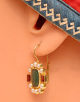 Duchess Of Malfi 14k Gold, Aventurine, Pearl and Garnet Earrings
