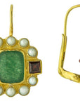 Duchess Of Malfi 14k Gold, Aventurine, Pearl and Garnet Earrings