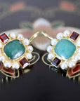 Duchess Of Malfi 14k Gold, Aventurine, Pearl and Garnet Earrings