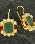 Duchess Of Malfi 14k Gold, Aventurine, Pearl and Garnet Earrings