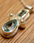 Eleanora Duse Necklace: Silver, Blue Topaz and Pearls