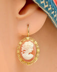 Elizabeth Barrett 14k Gold and Conch Cameo Earrings