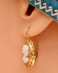 Elizabeth Barrett 14k Gold and Conch Cameo Earrings