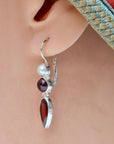 Ellen Terry Garnet and Pearl Silver Earrings