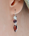 Ellen Terry Garnet and Pearl Silver Earrings