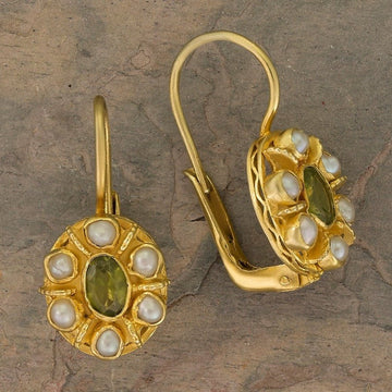 Enchanted Peridot and Pearl Earrings
