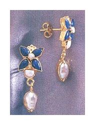 Fashion Lapis and Pearl Earrings