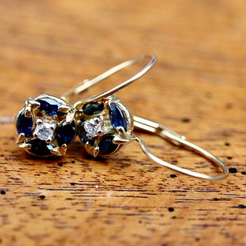 Firmament 14k Gold, Sapphire and Diamond Earrings
