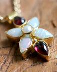 Flora Opal, Garnet and Pearl Necklace