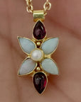 Flora Opal, Garnet and Pearl Necklace