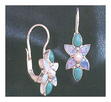 Flora Turquoise, Opal and Pearl Earrings