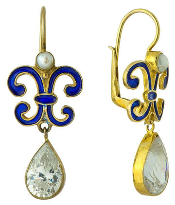 Florentine Cubic Zirconia/Pearl Earrings