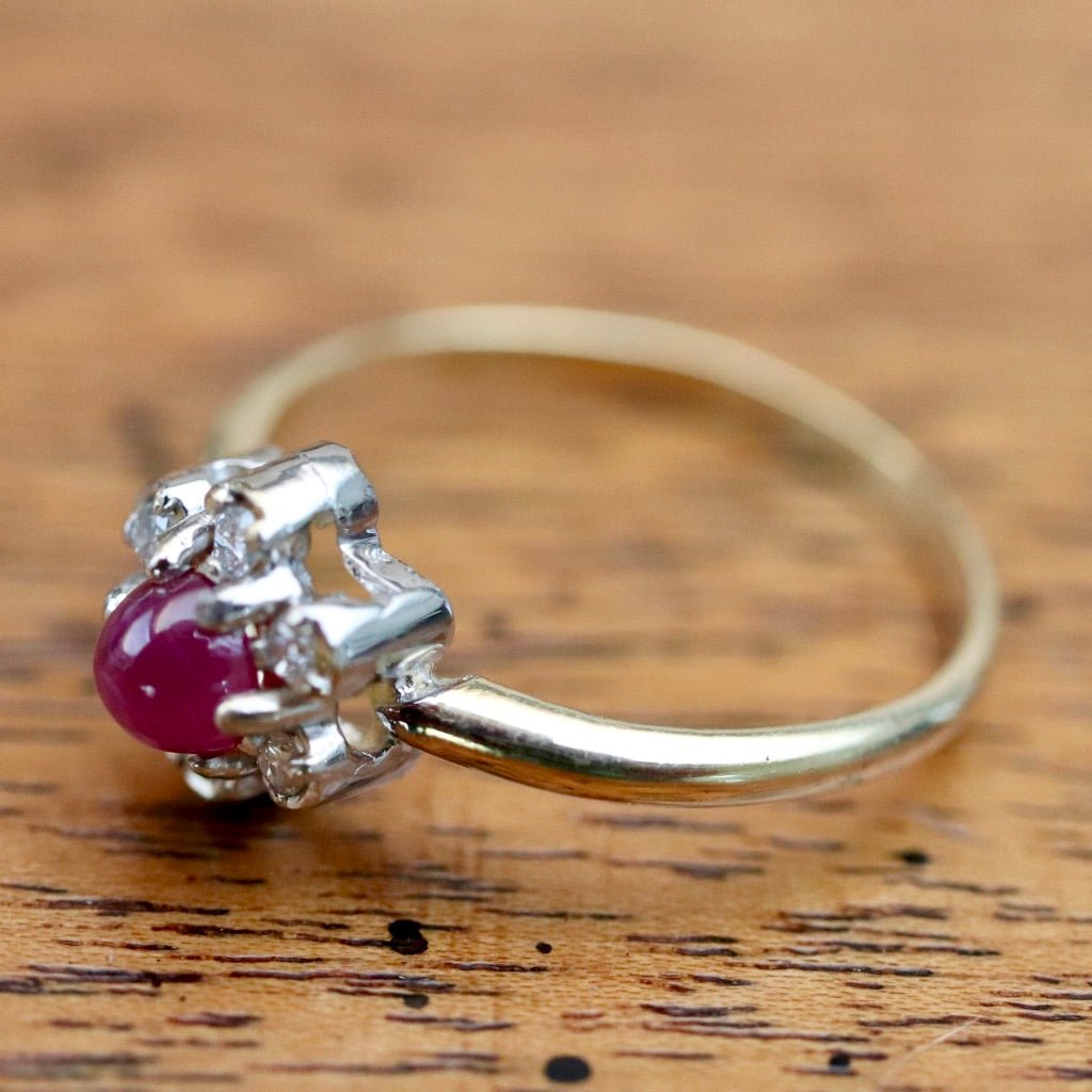 Flower 14k Gold, Ruby and Diamond Ring : Museum of Jewelry