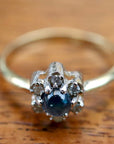 Flower 14k Gold, Sapphire and Diamond Ring