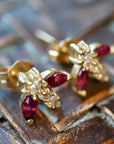 Flutter 14k Gold, Ruby and Diamond Earrings