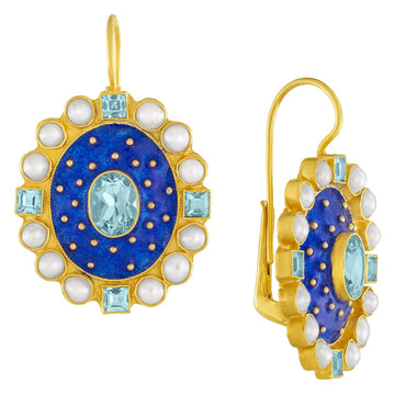 Galileo Blue Topaz and Pearl Earrings