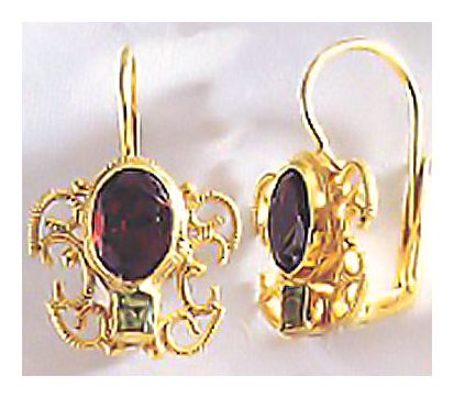 Garnet and Peridot Earrings
