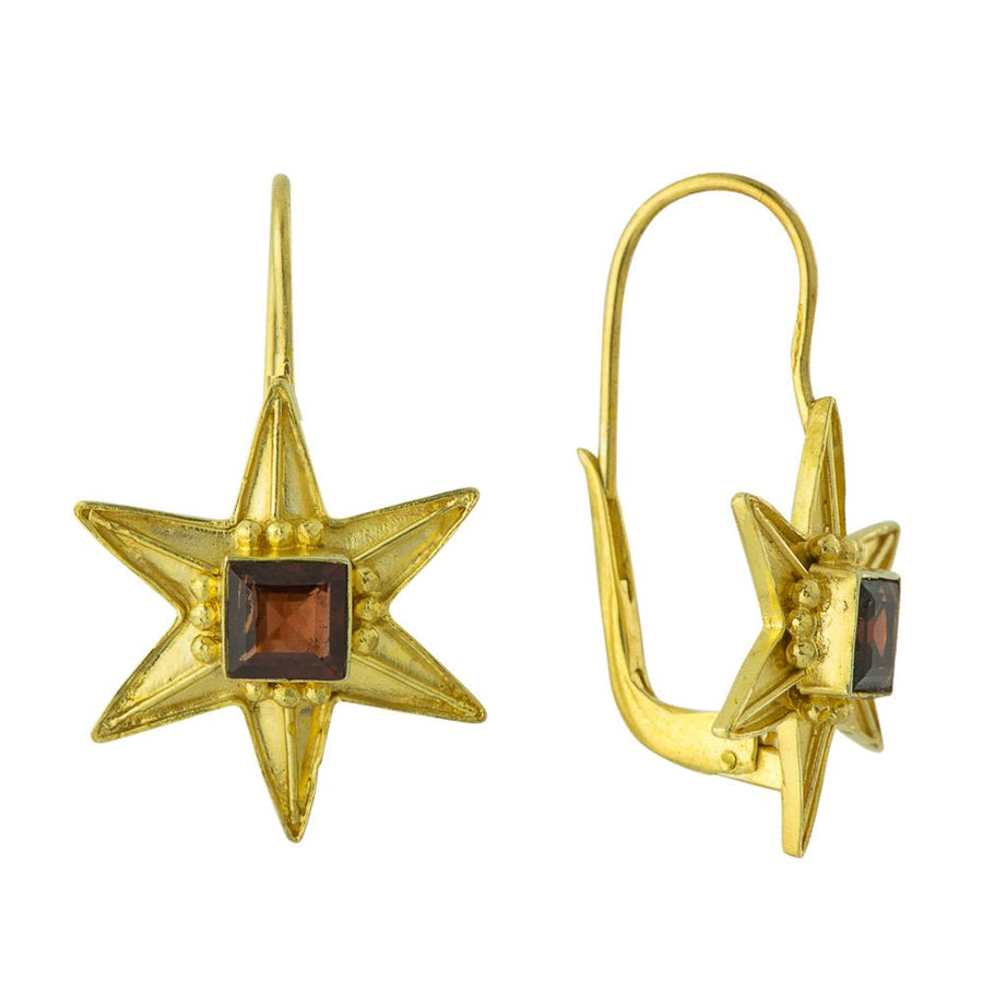 Garnet Star Earrings