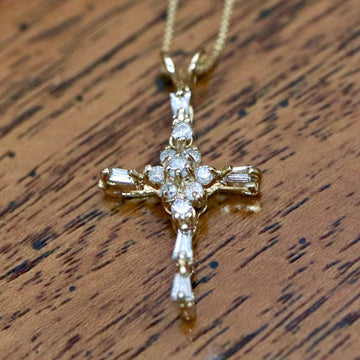 Glory 14k Gold and Diamond Cross Necklace