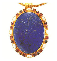 Godunov Lapis, Garnet and Pearl Necklace