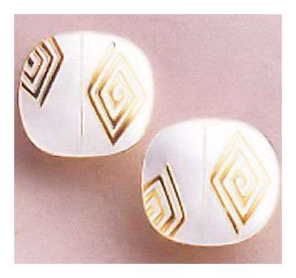 Golden Maze Deco Enamel Earrings