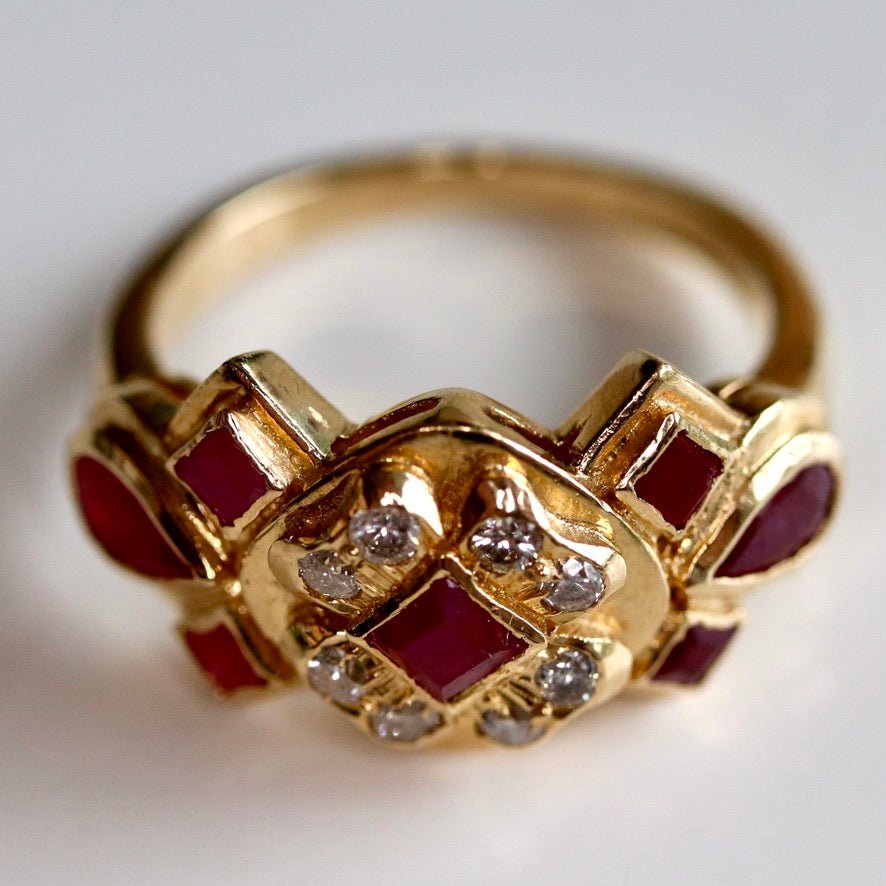 Grand Central 14k Gold, Ruby and Diamond Ring