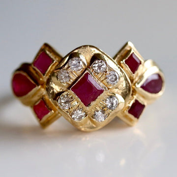 Grand Central 14k Gold, Ruby and Diamond Ring
