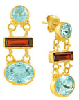 Great Expectations Blue Topaz and Garnet Earrings