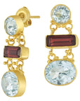 Great Expectations Blue Topaz and Garnet Earrings