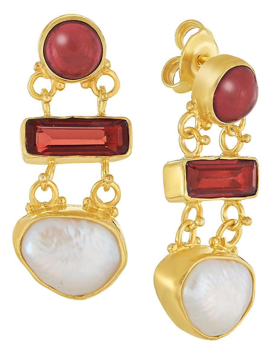 Great Expectations Garnet and Pearl Earrings