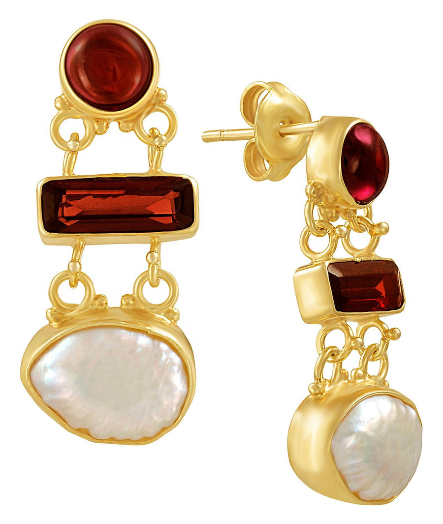 Great Expectations Garnet and Pearl Earrings