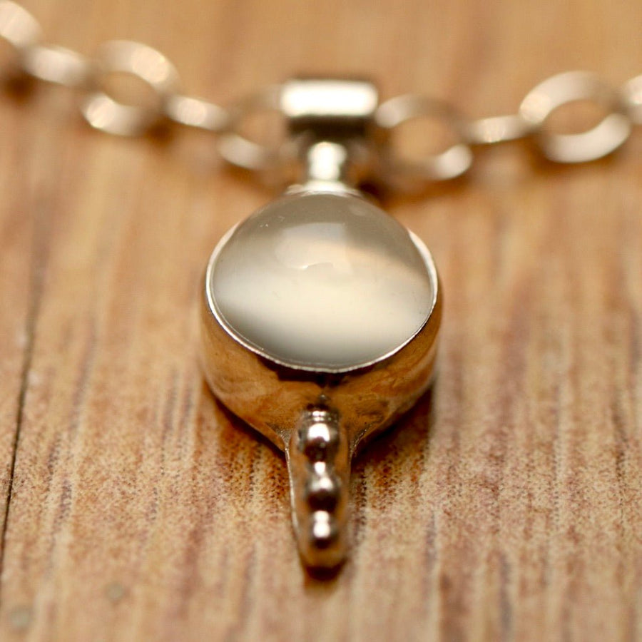 Greek Granulated Silver Moonstone Necklace