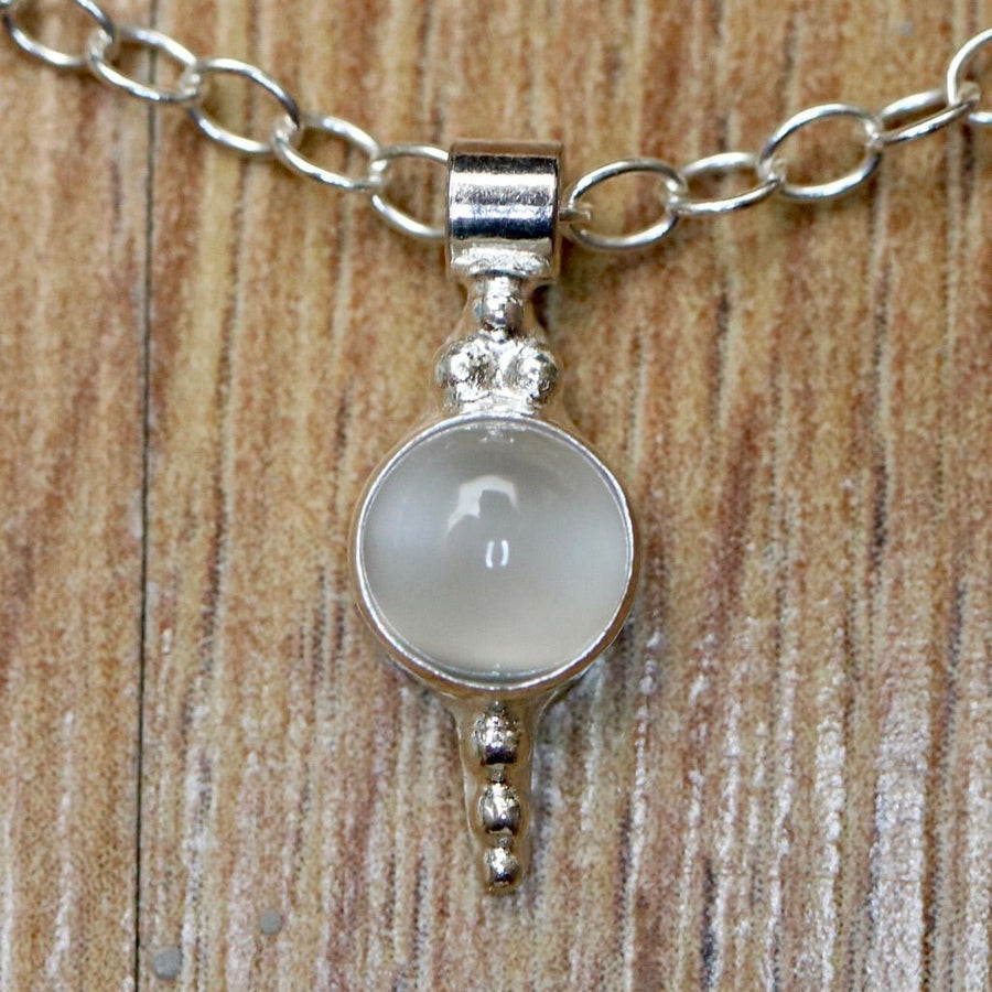 Greek Granulated Silver Moonstone Necklace