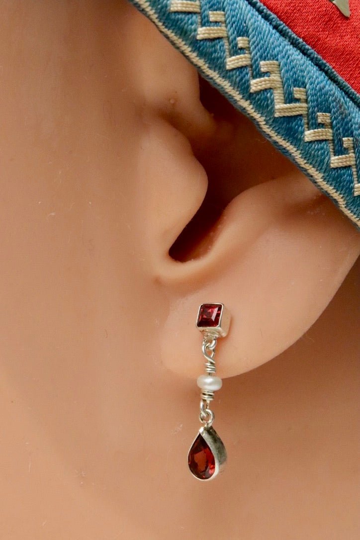 Gwendolyn Goodheart Silver Garnet Earrings