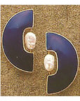 Half Moon Blue Enamel Earrings