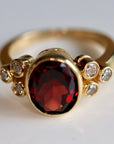 Henry VII 14k Gold, Garnet and Diamond Ring