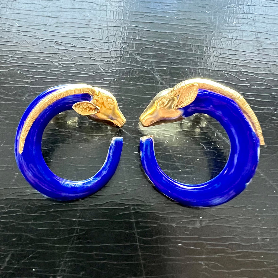 Vintage Laurel Burch Royal Blue Homeric Antelope Earrings