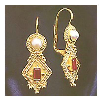 Indus Ruby and Pearl Earrings