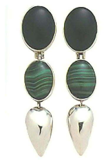 Ixtapa Onyx, Malachite and Silver Earrings