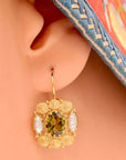 Jane Austen 14k Gold, Peridot and Pearl Earrings