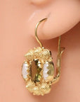 Jane Austen 14k Gold, Peridot and Pearl Earrings